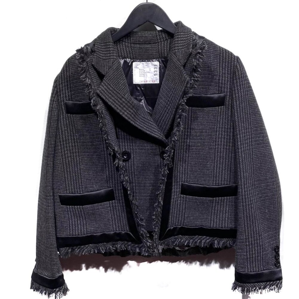 Sacai Glencheck Puffer Blouson Jacket